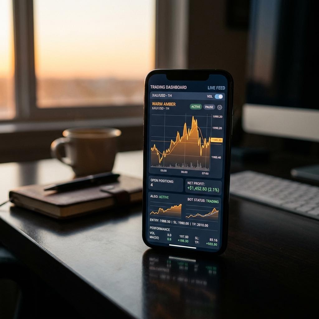 Svjetlobr Finlore AI platforma za trgovanje prikazana na pametnom telefonu